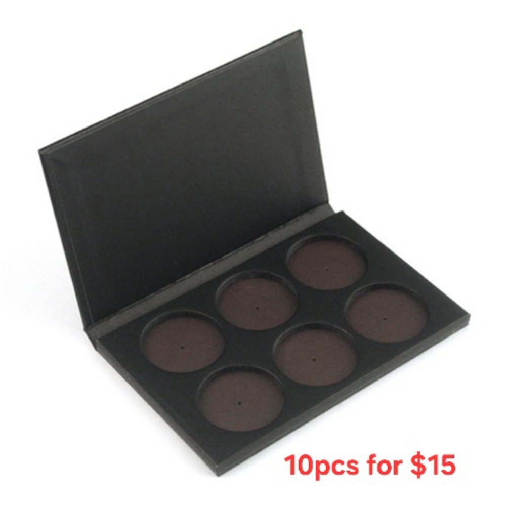 Empty Magnetic Palette#6  10 pcs -Blush/Eyeshadow 6 Large Wells-No Mirror.
